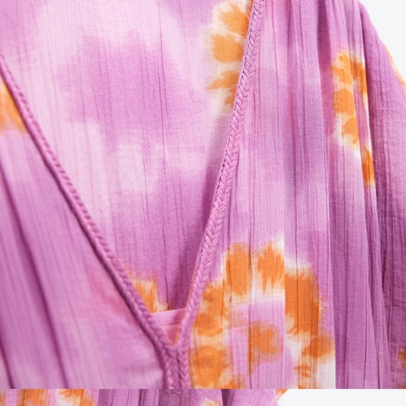 Zara limited edition printed cotton kaftan dress you cannot miss - Picture 7 of 8